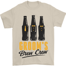 Grooms Brew Crew Beer Stag Doo Do Mens T-Shirt Cotton Gildan Sand
