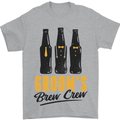 Grooms Brew Crew Beer Stag Doo Do Mens T-Shirt Cotton Gildan Sports Grey