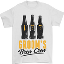 Grooms Brew Crew Beer Stag Doo Do Mens T-Shirt Cotton Gildan White