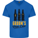 Grooms Brew Crew Beer Stag Doo Do Mens V-Neck Cotton T-Shirt Royal Blue