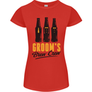 Grooms Brew Crew Beer Stag Doo Do Womens Petite Cut T-Shirt Red