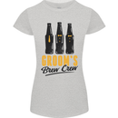 Grooms Brew Crew Beer Stag Doo Do Womens Petite Cut T-Shirt Sports Grey