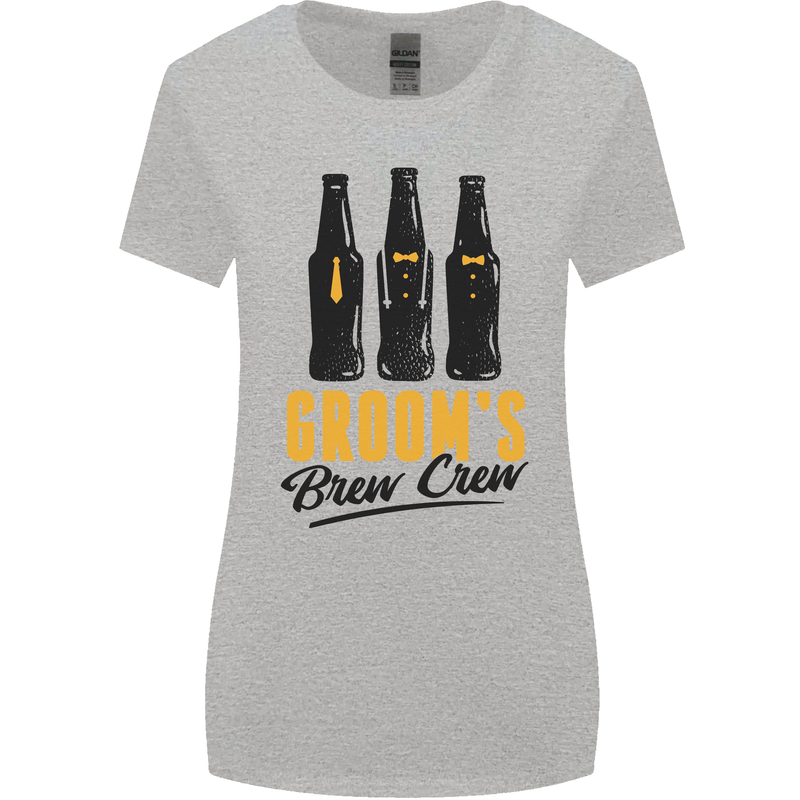 Grooms Brew Crew Beer Stag Doo Do Womens Wider Cut T-Shirt Sports Grey