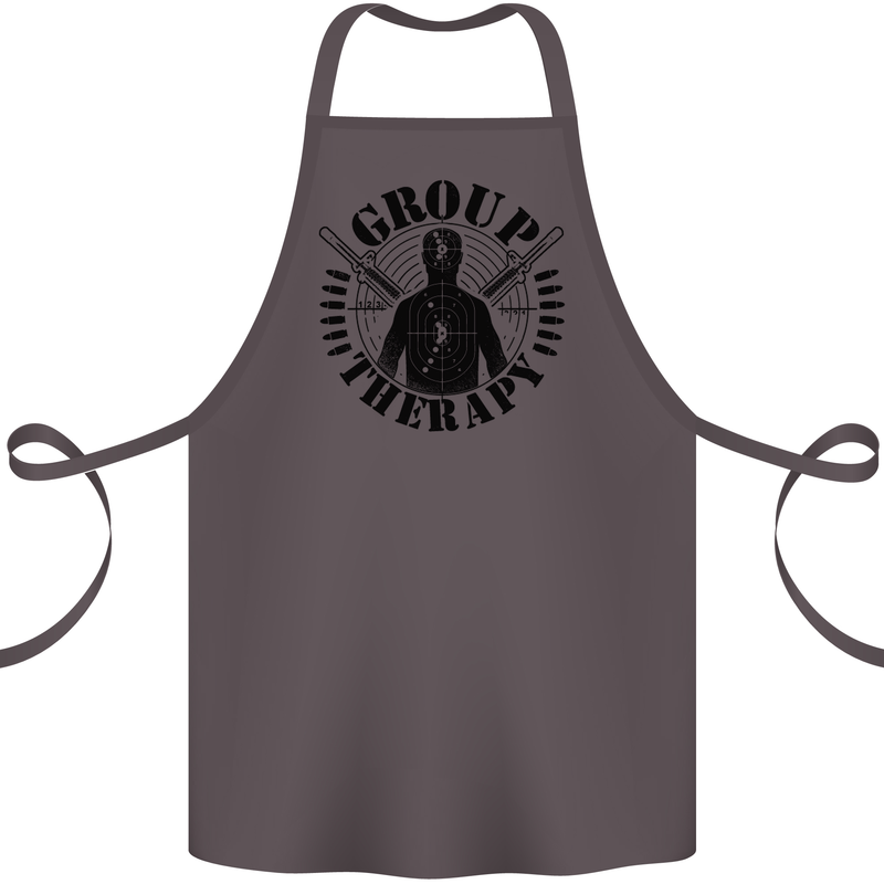 Group Therapy Shooting Hunting Rifle Funny Cotton Apron 100% Organic Dark Grey