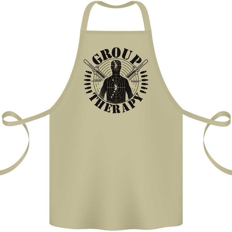 Group Therapy Shooting Hunting Rifle Funny Cotton Apron 100% Organic Khaki