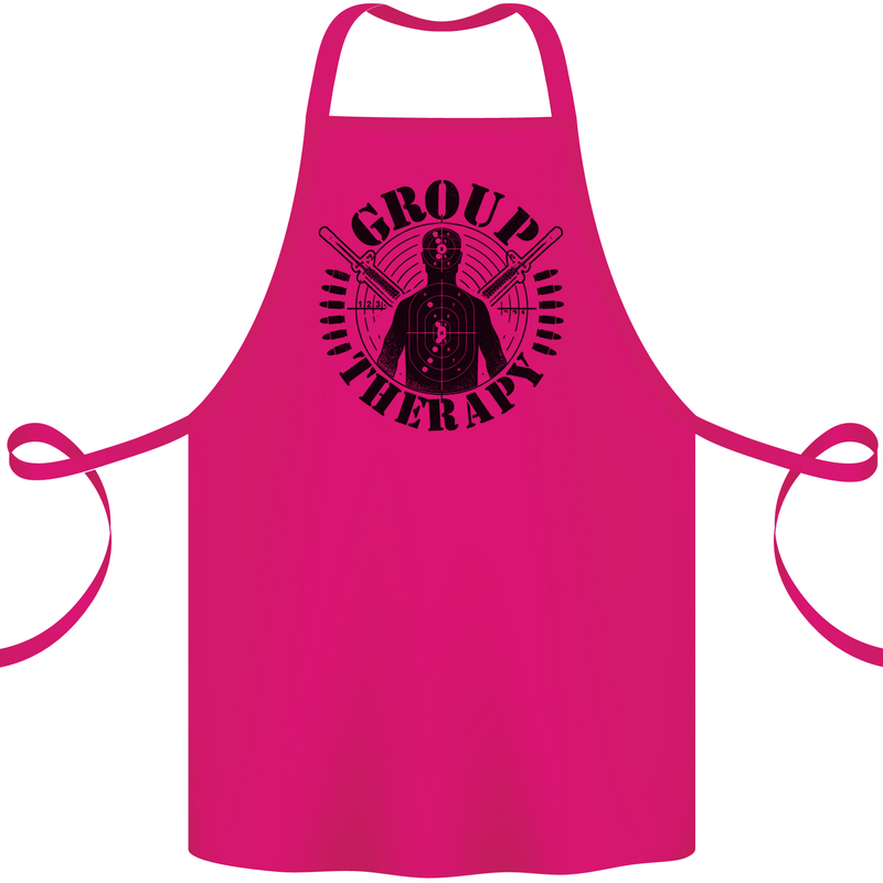 Group Therapy Shooting Hunting Rifle Funny Cotton Apron 100% Organic Pink