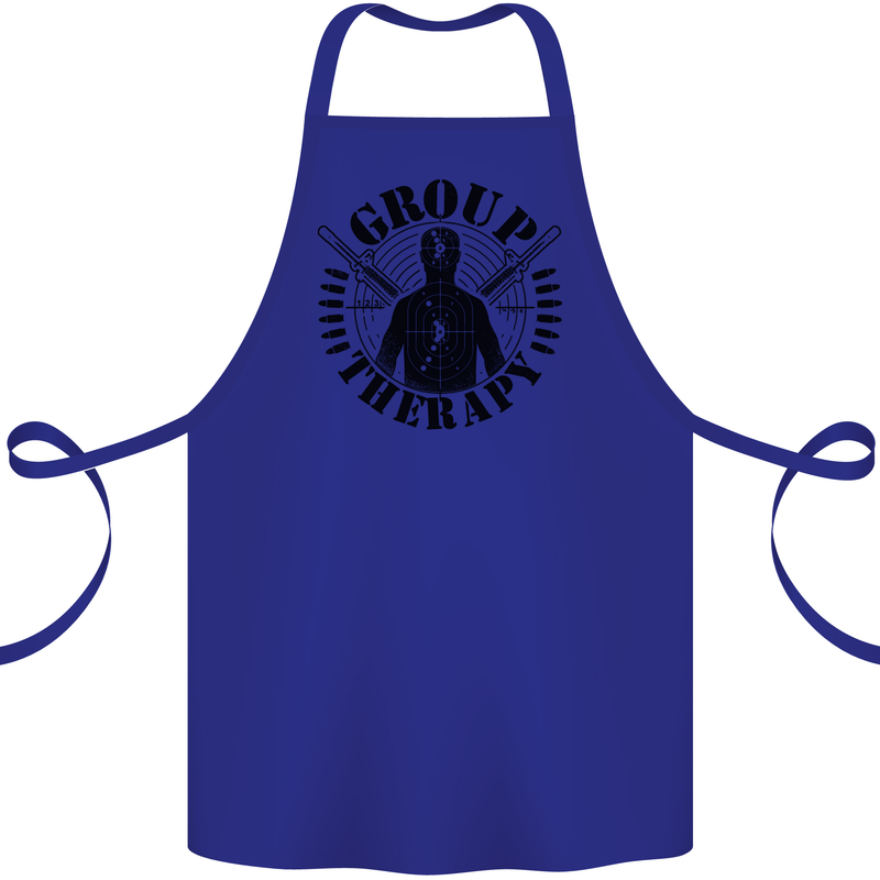 Group Therapy Shooting Hunting Rifle Funny Cotton Apron 100% Organic Royal Blue