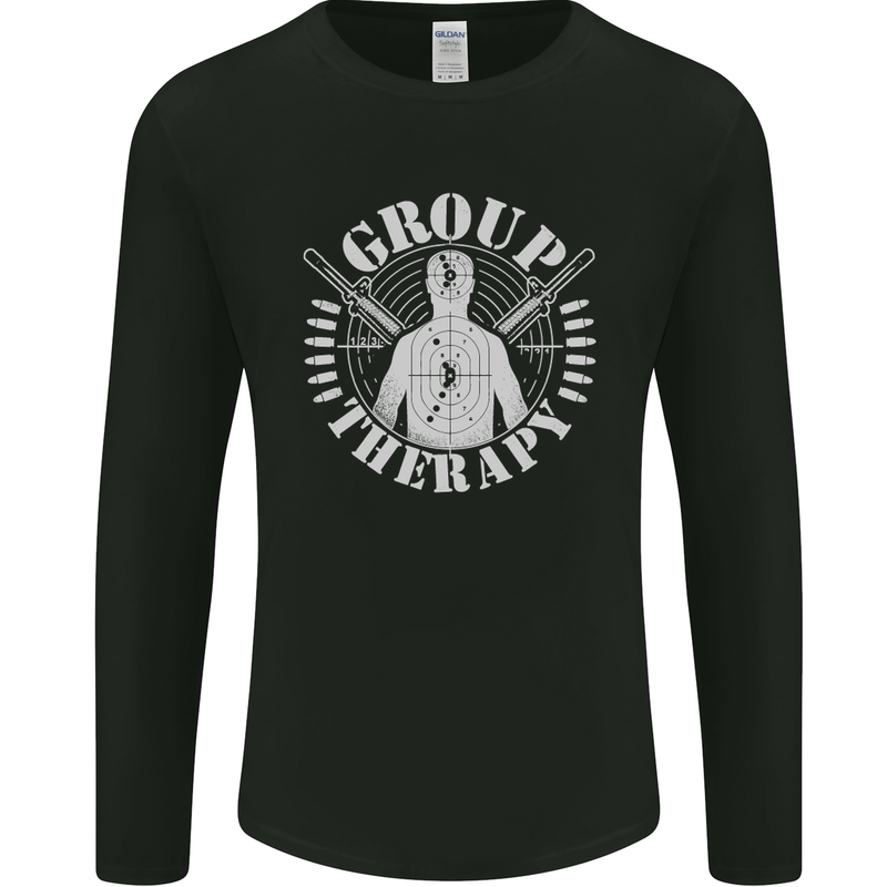 Group Therapy Shooting Hunting Rifle Funny Mens Long Sleeve T-Shirt Black