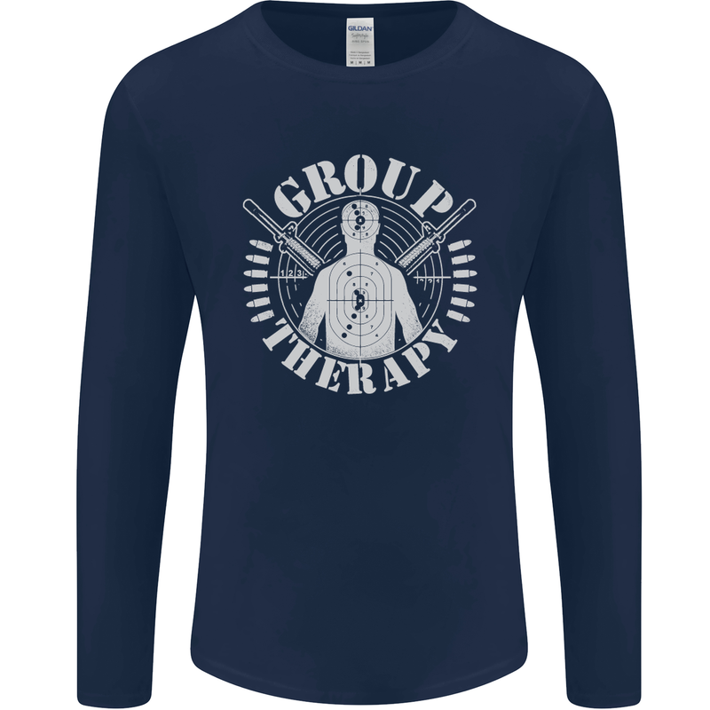Group Therapy Shooting Hunting Rifle Funny Mens Long Sleeve T-Shirt Navy Blue