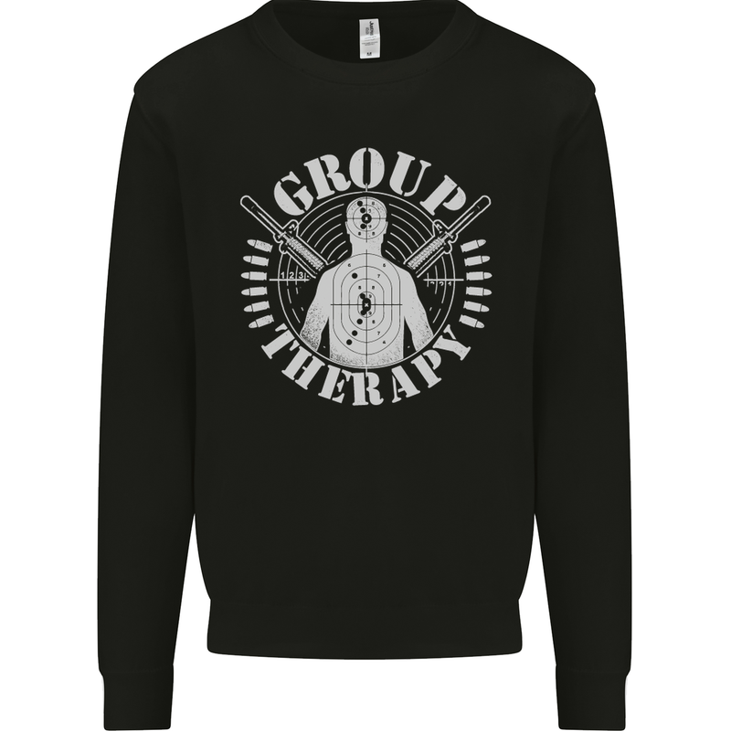 Group Therapy Shooting Hunting Rifle Funny Mens Sweatshirt Jumper Black
