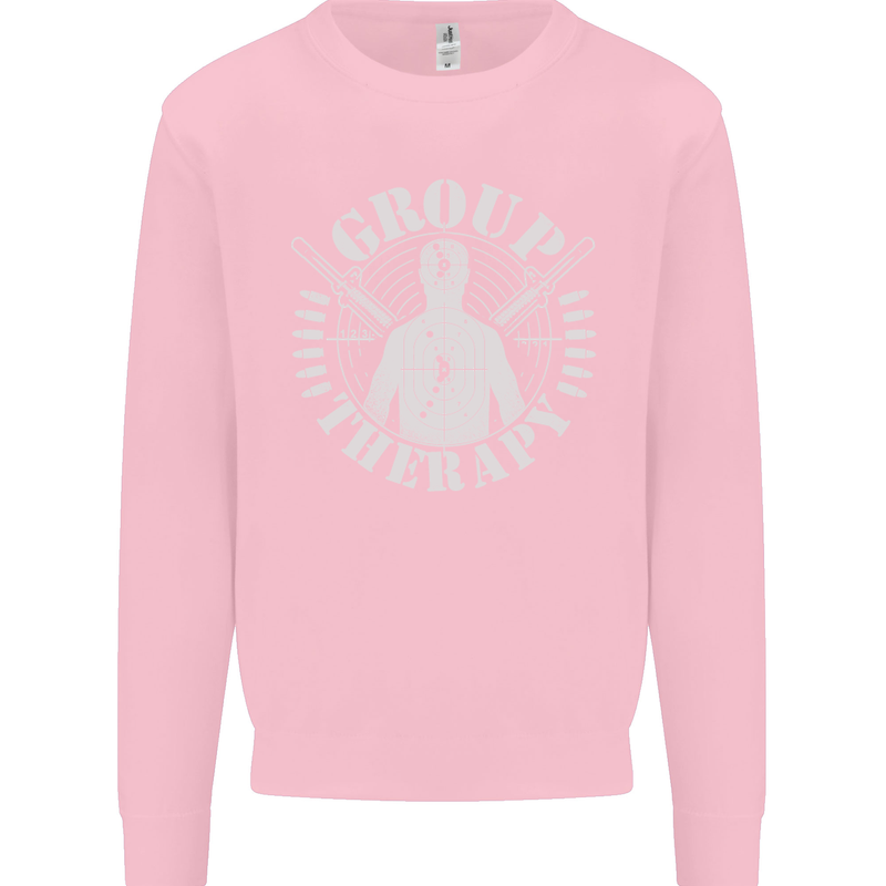 Group Therapy Shooting Hunting Rifle Funny Mens Sweatshirt Jumper Light Pink