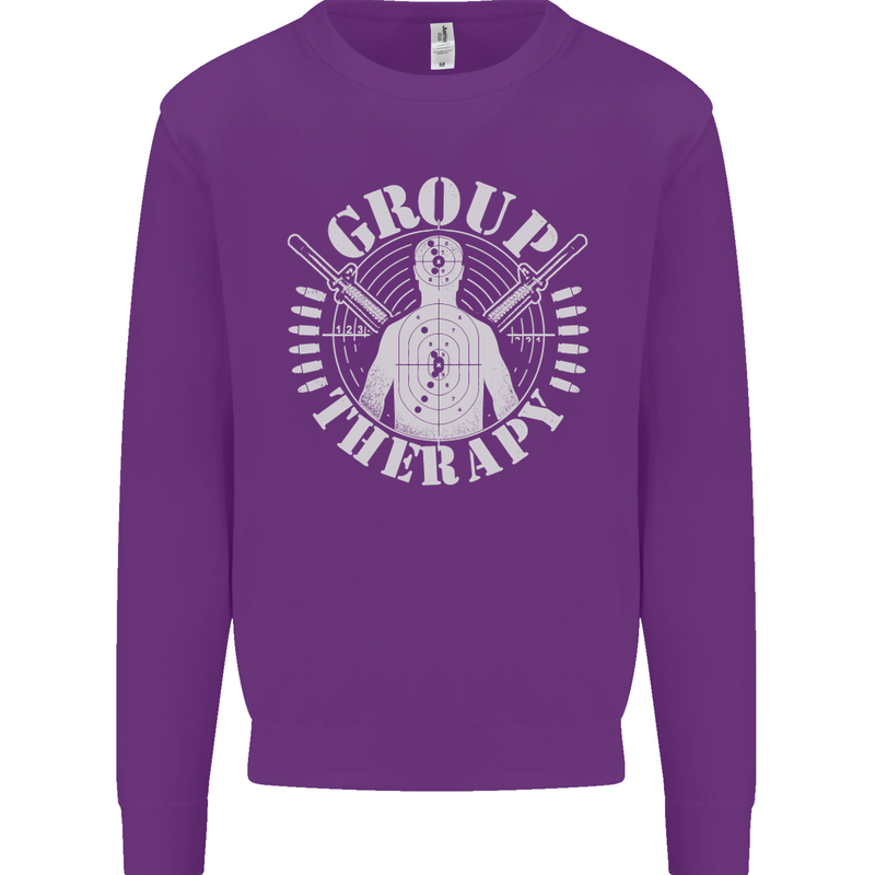 Group Therapy Shooting Hunting Rifle Funny Mens Sweatshirt Jumper Purple