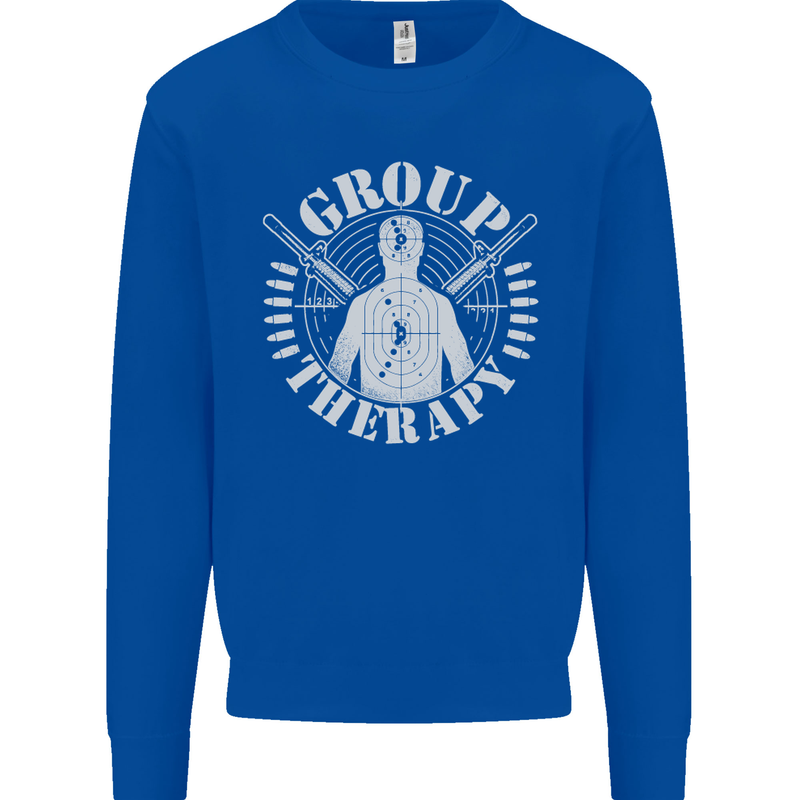 Group Therapy Shooting Hunting Rifle Funny Mens Sweatshirt Jumper Royal Blue