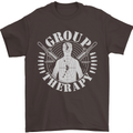 Group Therapy Shooting Hunting Rifle Funny Mens T-Shirt Cotton Gildan Dark Chocolate