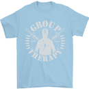Group Therapy Shooting Hunting Rifle Funny Mens T-Shirt Cotton Gildan Light Blue