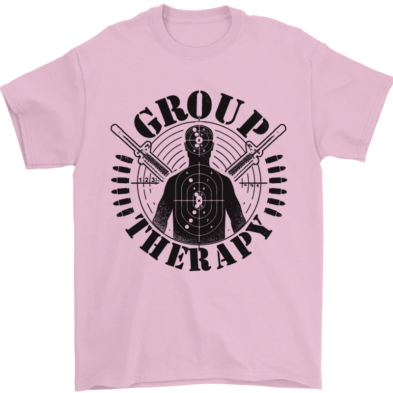 Group Therapy Shooting Hunting Rifle Funny Mens T-Shirt Cotton Gildan Light Pink