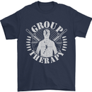 Group Therapy Shooting Hunting Rifle Funny Mens T-Shirt Cotton Gildan Navy Blue