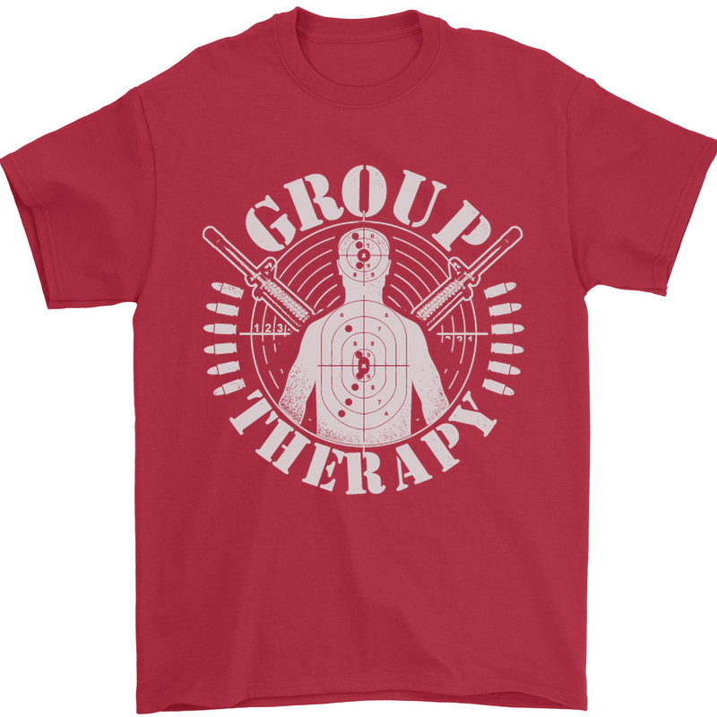 Group Therapy Shooting Hunting Rifle Funny Mens T-Shirt Cotton Gildan Red