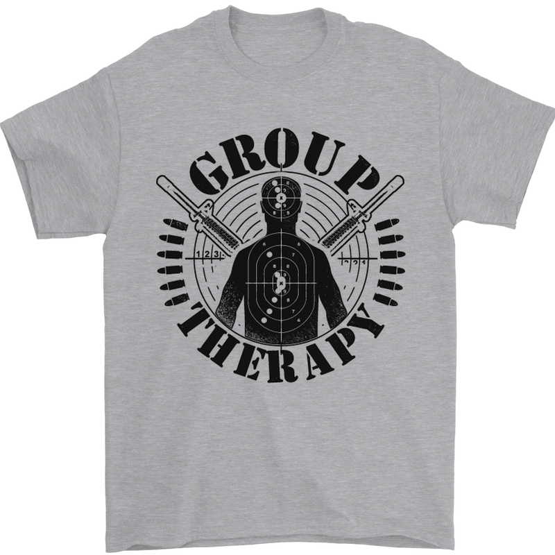 Group Therapy Shooting Hunting Rifle Funny Mens T-Shirt Cotton Gildan Sports Grey