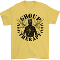 Group Therapy Shooting Hunting Rifle Funny Mens T-Shirt Cotton Gildan Yellow
