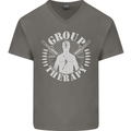 Group Therapy Shooting Hunting Rifle Funny Mens V-Neck Cotton T-Shirt Charcoal