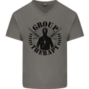 Group Therapy Shooting Hunting Rifle Funny Mens V-Neck Cotton T-Shirt Charcoal