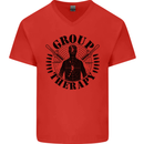 Group Therapy Shooting Hunting Rifle Funny Mens V-Neck Cotton T-Shirt Red