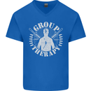 Group Therapy Shooting Hunting Rifle Funny Mens V-Neck Cotton T-Shirt Royal Blue