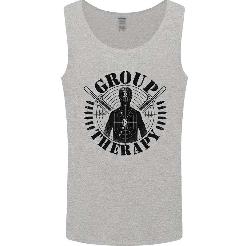 Group Therapy Shooting Hunting Rifle Funny Mens Vest Tank Top Sports Grey