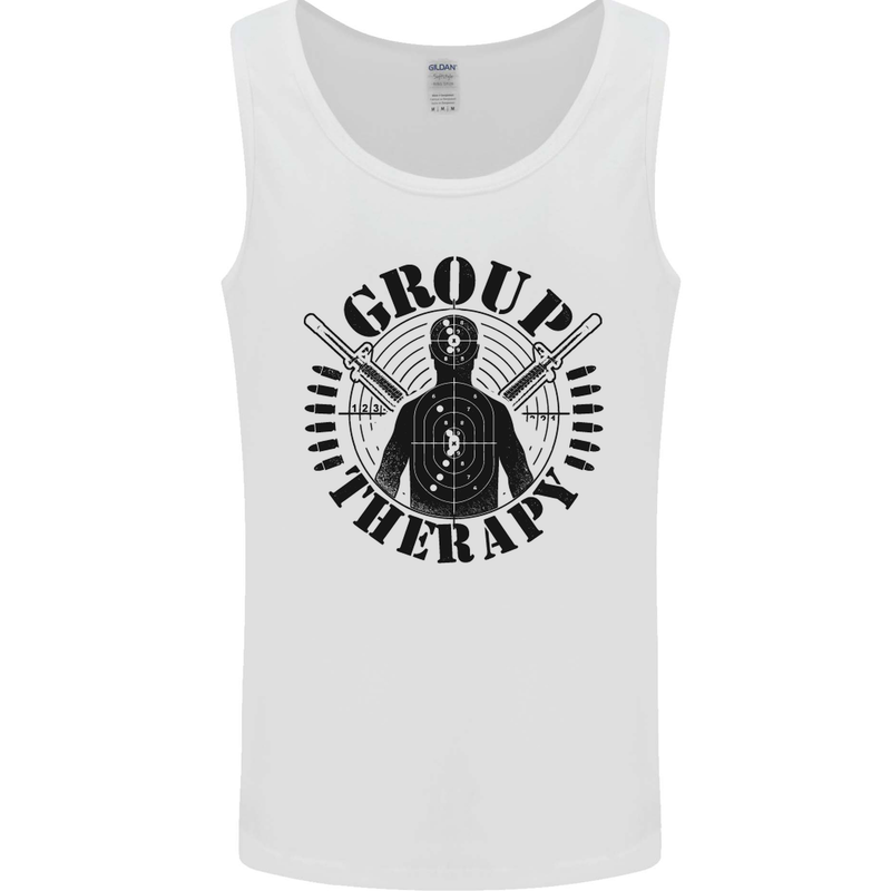 Group Therapy Shooting Hunting Rifle Funny Mens Vest Tank Top White
