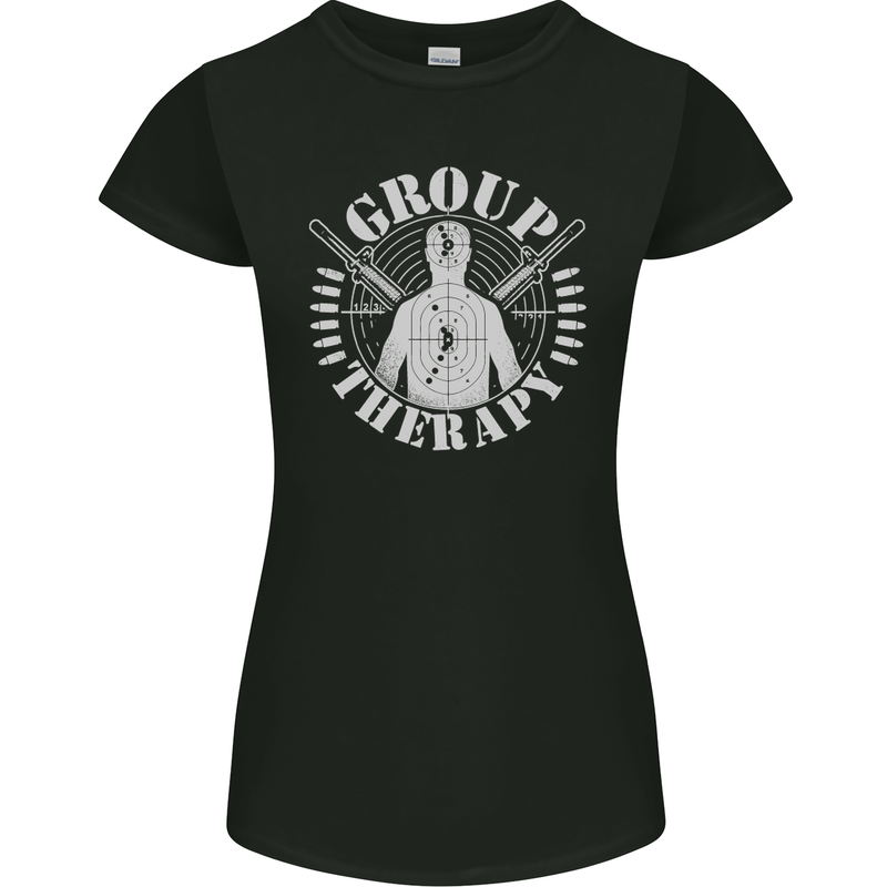 Group Therapy Shooting Hunting Rifle Funny Womens Petite Cut T-Shirt Black