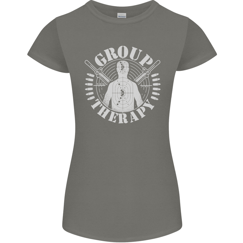 Group Therapy Shooting Hunting Rifle Funny Womens Petite Cut T-Shirt Charcoal