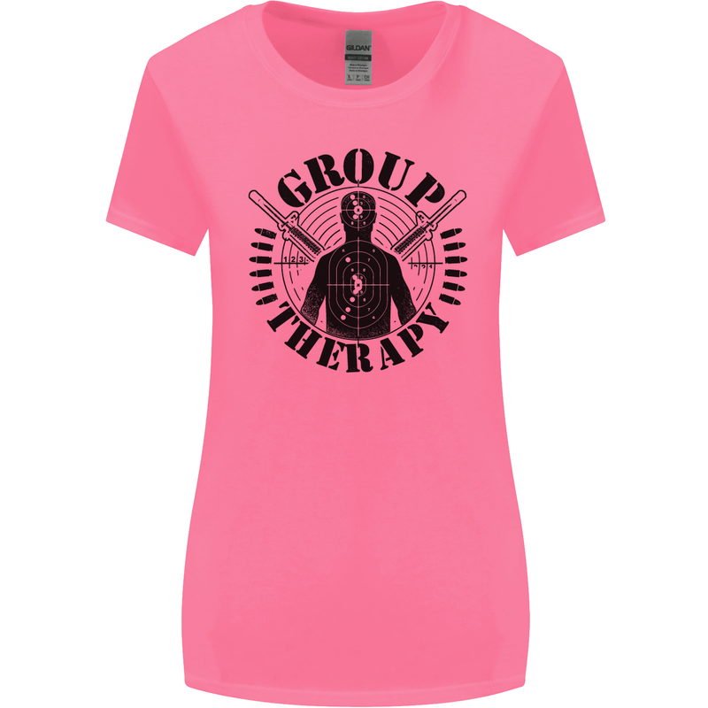 Group Therapy Shooting Hunting Rifle Funny Womens Wider Cut T-Shirt Azalea