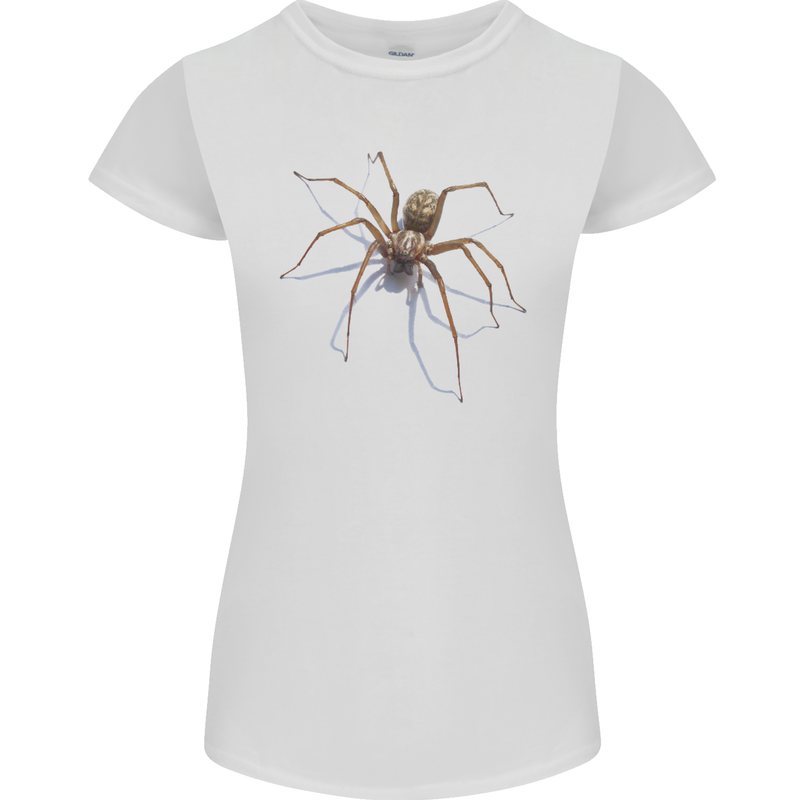 Gruesome Spider Halloween 3D Effect Womens Petite Cut T-Shirt White