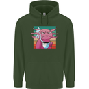 Grumpy Axolotl With Coffee Childrens Kids Hoodie Forest Green