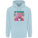 Grumpy Axolotl With Coffee Childrens Kids Hoodie Light Blue