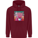 Grumpy Axolotl With Coffee Childrens Kids Hoodie Maroon