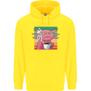 Grumpy Axolotl With Coffee Childrens Kids Hoodie Yellow