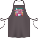 Grumpy Axolotl With Coffee Cotton Apron 100% Organic Dark Grey