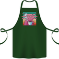 Grumpy Axolotl With Coffee Cotton Apron 100% Organic Forest Green