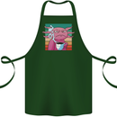 Grumpy Axolotl With Coffee Cotton Apron 100% Organic Forest Green