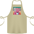 Grumpy Axolotl With Coffee Cotton Apron 100% Organic Khaki