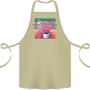 Grumpy Axolotl With Coffee Cotton Apron 100% Organic Khaki