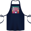 Grumpy Axolotl With Coffee Cotton Apron 100% Organic Navy Blue