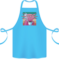 Grumpy Axolotl With Coffee Cotton Apron 100% Organic Turquoise