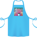 Grumpy Axolotl With Coffee Cotton Apron 100% Organic Turquoise