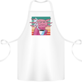 Grumpy Axolotl With Coffee Cotton Apron 100% Organic White