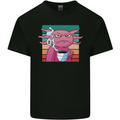 Grumpy Axolotl With Coffee Kids T-Shirt Childrens Black