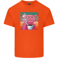 Grumpy Axolotl With Coffee Kids T-Shirt Childrens Orange