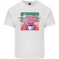 Grumpy Axolotl With Coffee Kids T-Shirt Childrens White